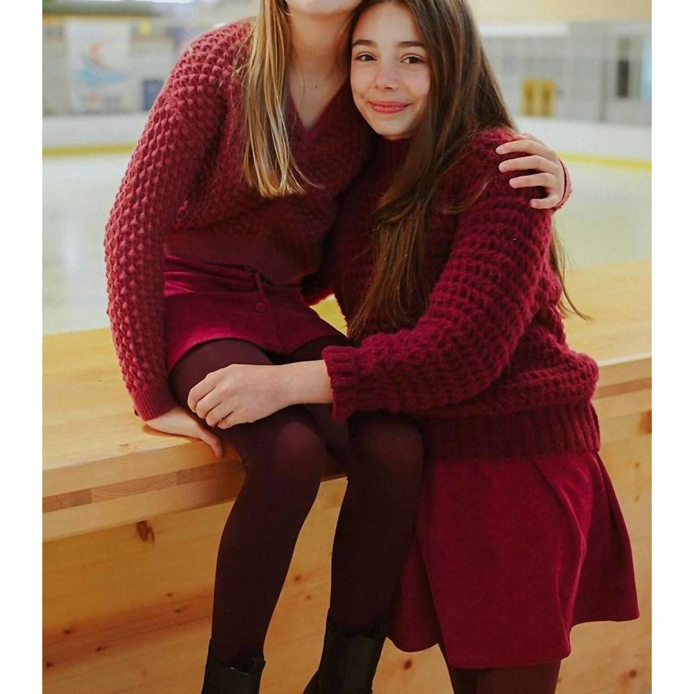 NEW MOLLY BRACKEN girls chunky knit sweater in dark red - Picture 4 of 5